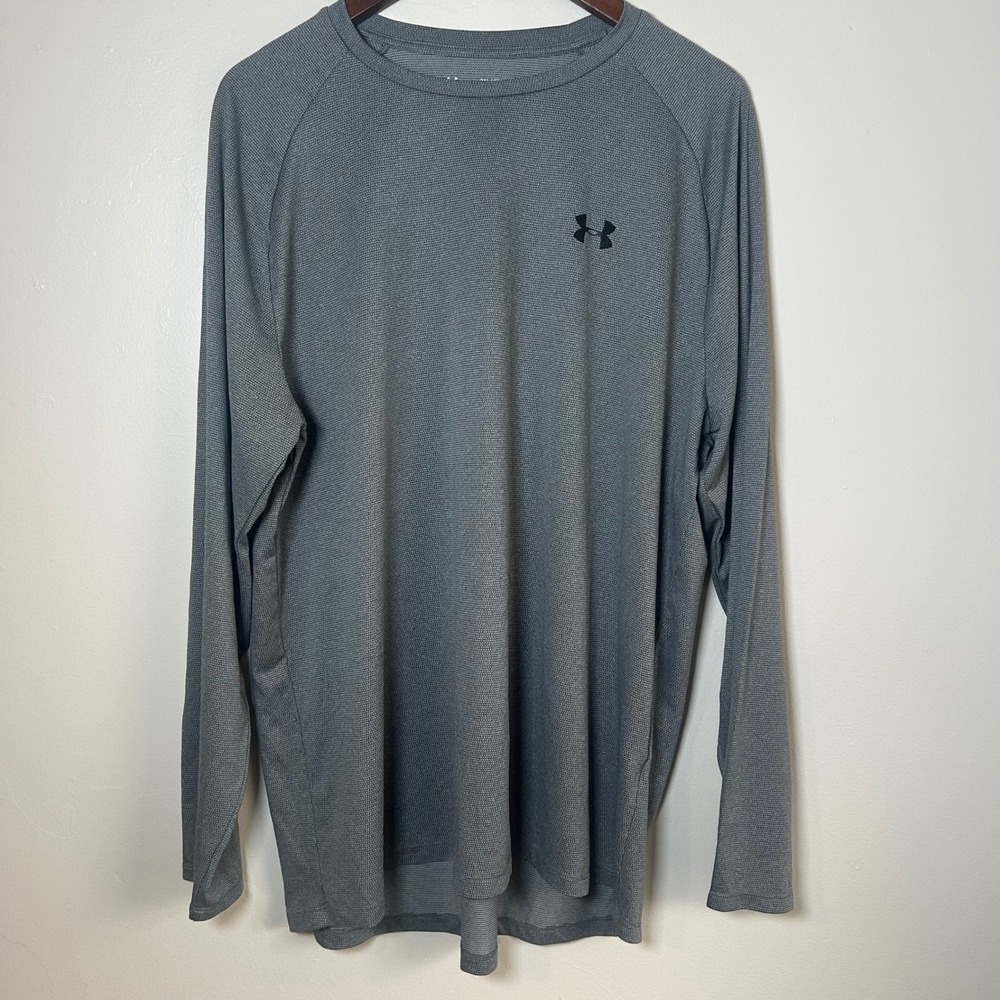 Under Armour HeatGear Long Sleeve Shirt Men 2XL Gray Loose Fit Athletic Training